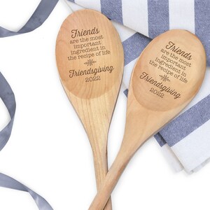 Friendsgiving Favor - Custom Wooden Spoon - Friends Are the Most Important Ingredient -  Friendsgiving Gift - Personalized Wooden Spoon