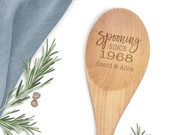 Spooning Since Spoon - Engraved Wood Spoon - Anniversary Gift - Wooden Spoon Custom - Couple Gift - Engraved Kitchen Spoon