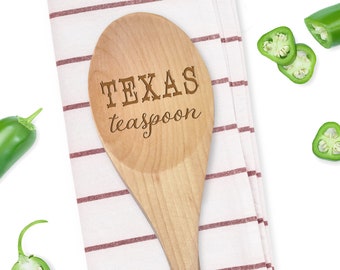 Texas Teaspoon - Wooden Birch Spoon - Texas Humor - Texas Kitchen Spoon - Wooden Mixing Spoon - Southern Home Decor - Farmhouse Kitchen