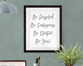 Be Kind, Be Courageous Wall Print - Motivational Kids Poster Classroom Poster Printables - Affirmations for Kids - Inspirational Decor