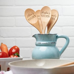 Engraved Wooden Spoon - Custom Stirring Utensil - Wood Kitchen Spoon - Gift for Mom - Grandma Birch Spoon - Personalized Wood Serving Spoon