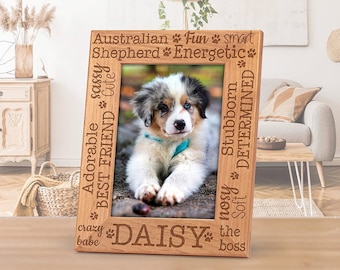 Personalized Pet Frame, Breed Characteristics, Engraved Pet Characteristics, Custom Pet Frame, Unique Pet Remembrance Photo Frame  FR0600