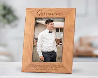 Groomsman Frame, Wedding Party Frames, Best Man Picture Frame, Father of the Bride Engraved Wood Frame, Custom Groomsmen Thanks Gift, FR0406