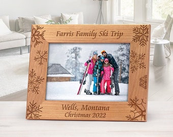 Snowflake Frame, Ski Vacation Photo Frame, Snowflake Family Ski Trip Frame, Spring Break Ski Trip Engraved Photo Frame, Breckenridge Frame