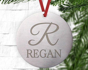 Monogram Initial Christmas  Ornament - Holiday Tree Decoration - Children Stocking Stuffer