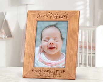 Love At First Sight Baby Photo Frame - Ultrasound Photo Frame - Newborn Photo - Personalized Picture Frame