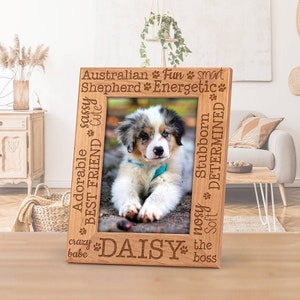 Personalized Pet Frame, Breed Characteristics, Engraved Pet Characteristics, Custom Pet Frame, Unique Pet Remembrance Photo Frame  FR0600