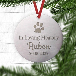 Dog Memorial Christmas Ornament - Pet Loss Tree Decoration - Wooden Holiday Decor