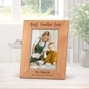 Best Teacher Ever Personalized frame, teacher gifts, custom teacher picture frame, gift from class, end of year teacher appreciation FR0504 image 1