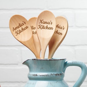 Nana's Kitchen Wooden Spoon Custom Name Kitchen Utensil Grandma Birthday Gift Rustic Kitchen Decor image 1