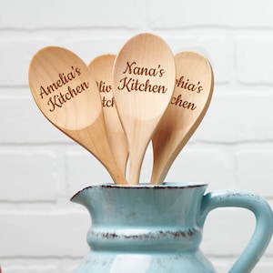 Nana's Kitchen Wooden Spoon - Custom Name Kitchen Utensil - Grandma Birthday Gift - Rustic  Kitchen Decor