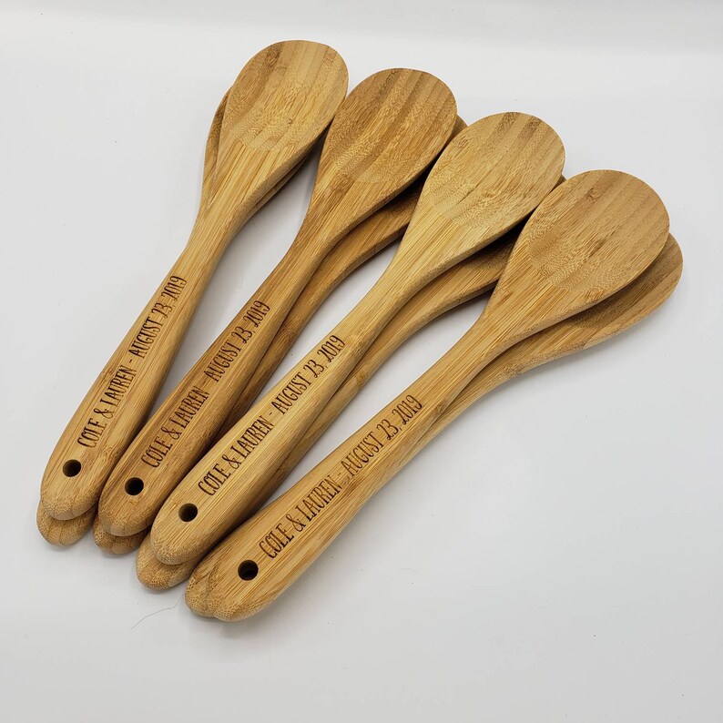 Last Name Wooden Handle Bamboo Spoons Personalized Cooking Etsy