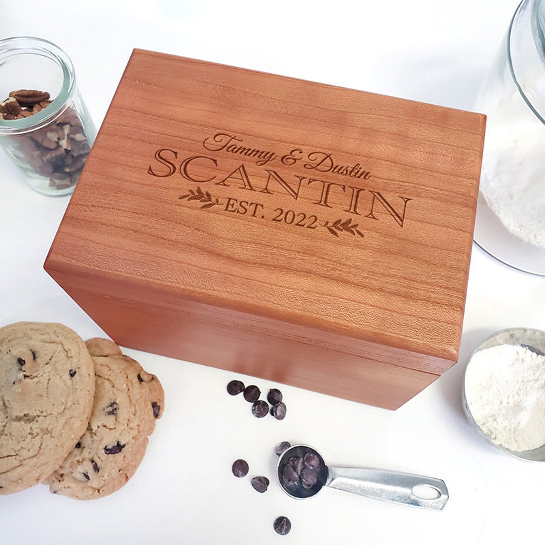Personalized Wooden Recipe Box Family Wood Recipe Box Recipe Storage