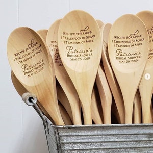 Bridal Shower Favors, Engraved Wooden Spoons, Personalized Bulk Party Favors, High-Quality Birch Wood