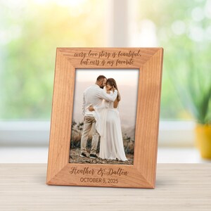 Every Love Story is Beautiful Personalized Frame, Custom Frame with Couple&#39;s Names - 5th Anniversary Wooden Gift