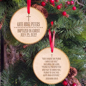 Baptized in Christ Jeremiah 29:11 Wooden Ornament Baptism Keepsake For I Know The Plans I Have For You image 4