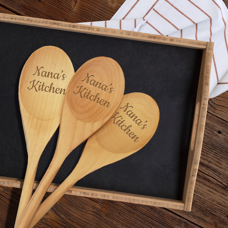 Nana's Kitchen Wooden Spoon Custom Name Kitchen Utensil Grandma Birthday Gift Rustic Kitchen Decor image 3