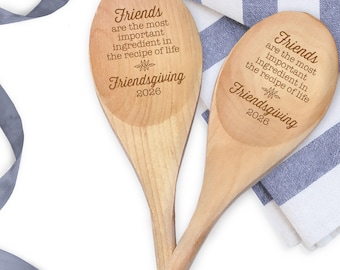Friendsgiving Favor - Custom Wooden Spoon - Friends Are the Most Important Ingredient -  Friendsgiving Gift - Personalized Wooden Spoon