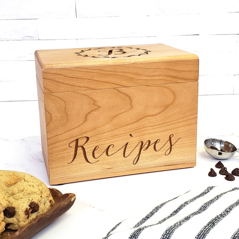 Personalized Recipe Box Engraved Wooden Family Recipe Box Etsy