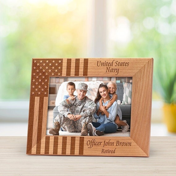 Engraved American Flag Wooden Frame – Military Gift - Etsy