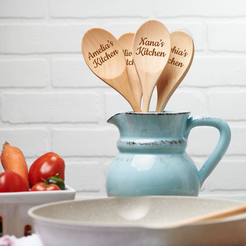 Nana's Kitchen Wooden Spoon Custom Name Kitchen Utensil Grandma Birthday Gift Rustic Kitchen Decor image 1