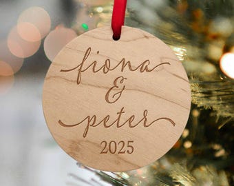 Couple’s Ornament - Custom Names Tree Decoration - Save the Date - Wedding Gift - Couple Christmas Ornament