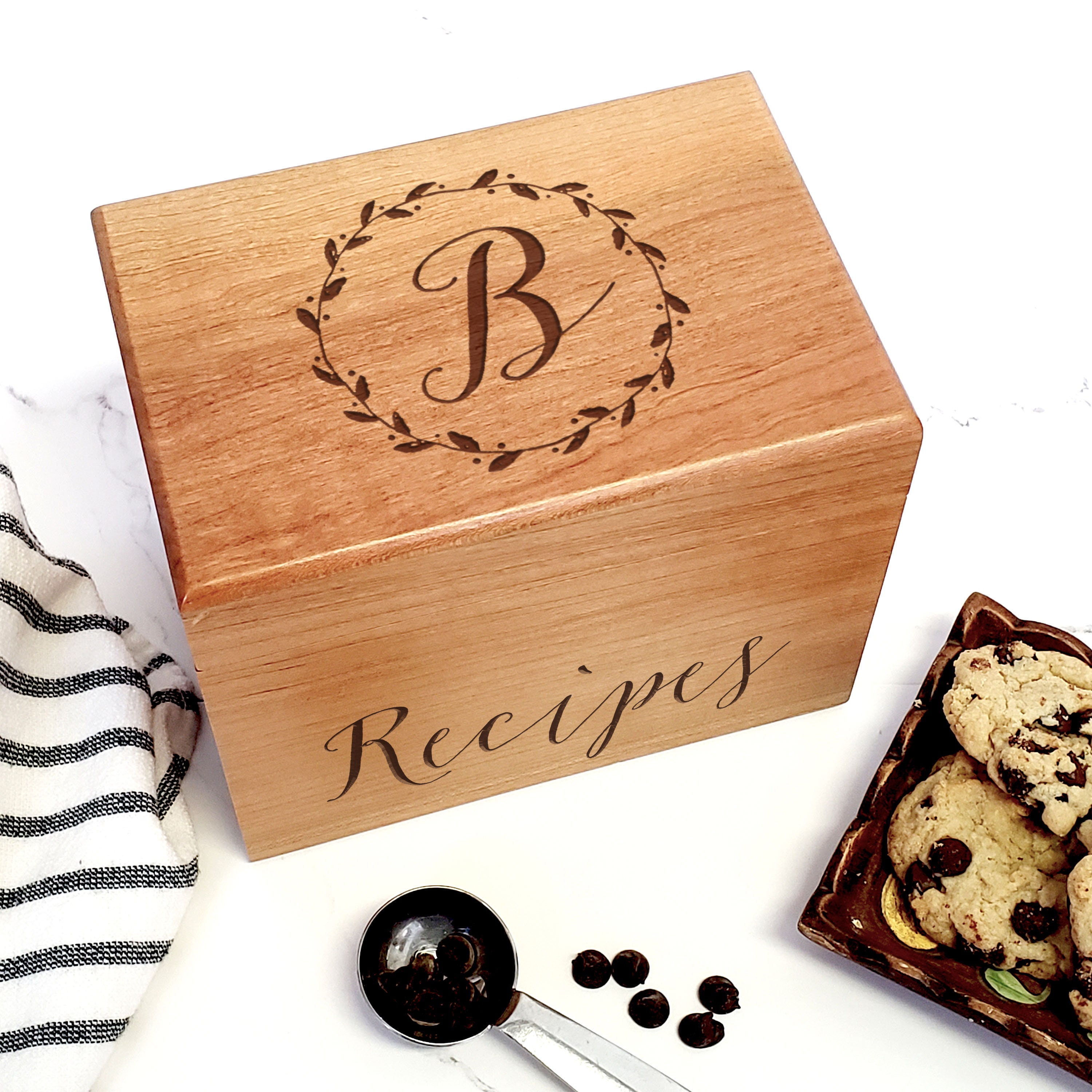 Personalized Recipe Box Engraved Wooden Family Recipe Box Etsy