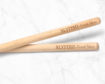 Band Name with Engraved Signature Wood Drumstick Pair