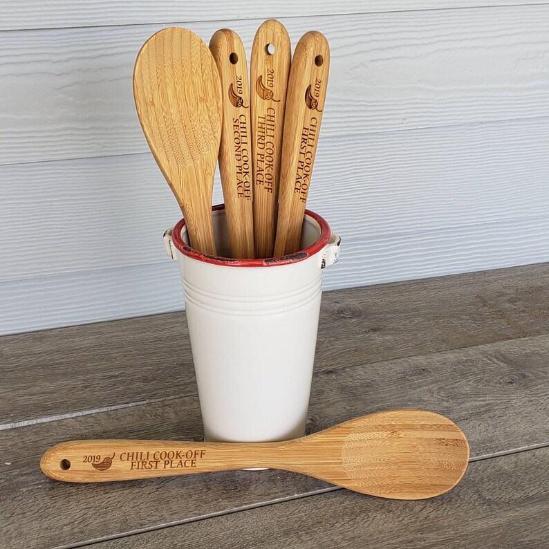 Last Name Wooden Handle Bamboo Spoons Personalized Cooking Etsy