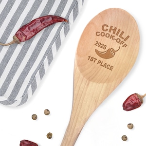 Chili Award Spoons - Custom Wooden Spoon Gift - Cookoff Award - Personalized Engraved  Spoon - Cook-off Champion - Cooking Contest Awards