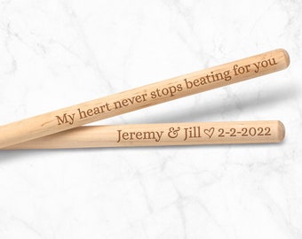 Personalized Drumsticks - Valentine's Day Gift for Drummer -Wooden Anniversary