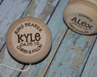 Ring Bearer YoYo - Junior Groomsmen Gift - Wedding Attendant Thanks - - Engraved Wooden YoYo - Wedding Party Gift Ring Bearer