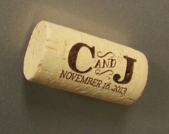 Personalized Cork Magnets - Save the Date, Wedding Favors, Wine Lover Gifts Place Card Holders - Save the Date Cork Magnet