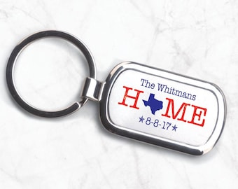 Texas Keychain - Home State Keychain - Personalized Key Chain - Custom Wood Keychain - Engraved Keychain - Housewarming Gift - Closing Gift