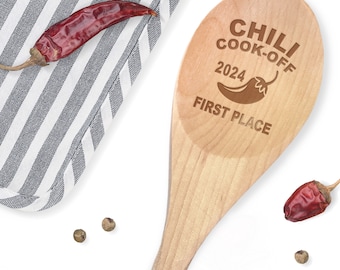Chili Award Spoons - Custom Wooden Spoons -Cookoff Award - Personalized Engraved Wooden Spoon - Cook-off Champion -Cooking Contest Awards