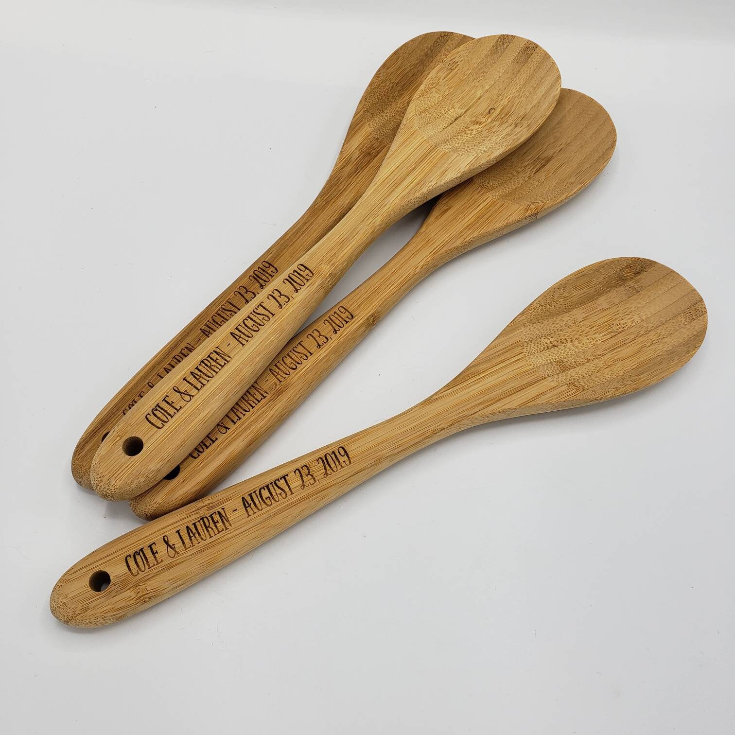 Last Name Wooden Handle Bamboo Spoons Personalized Cooking Etsy