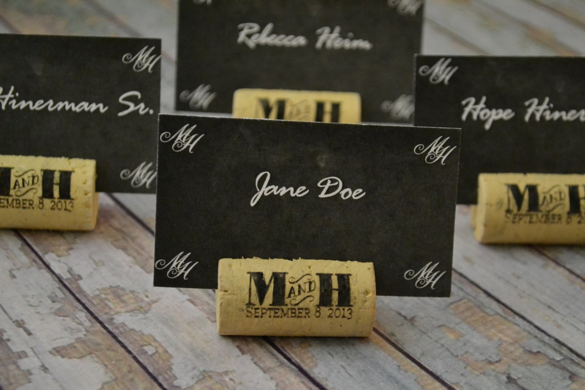 Personalized Wine Cork Escort Card Holder Set or Singles Etsy