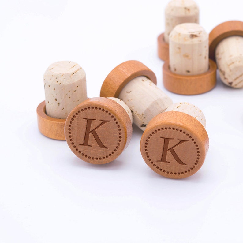 Monogrammed Wooden Wine Stopper Favors, Gifts, Birthday, Holidays Engraved Wine Stopper W0236ST image 2