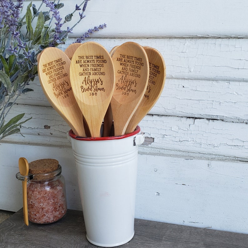 Engraved Wooden Spoons Bulk Wooden Spoons Personalized Wooden Spoons Bulk Party Favors Bulk Wedding Favors Family Reunion Favors image 3