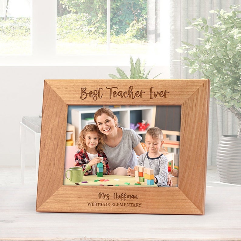 Best Teacher Ever Personalized frame, teacher gifts, custom teacher picture frame, gift from class, end of year teacher appreciation FR0504 image 2