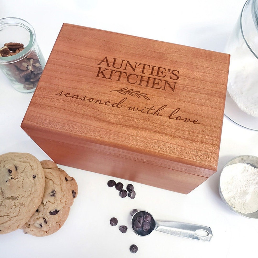 Seasoned With Love Recipe Box Gift Custom Wood Recipe Box Kitchen