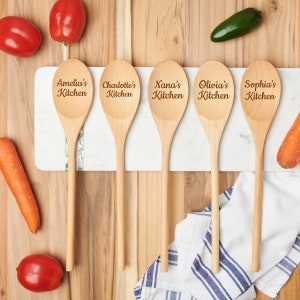 Nana's Kitchen Wooden Spoon Custom Name Kitchen Utensil Grandma Birthday Gift Rustic Kitchen Decor image 2