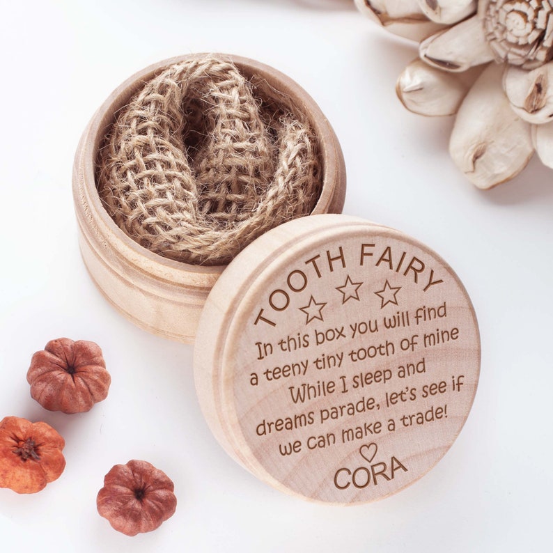 Round wooden boxes make a neat tooth fairy holder for money and baby teeth.