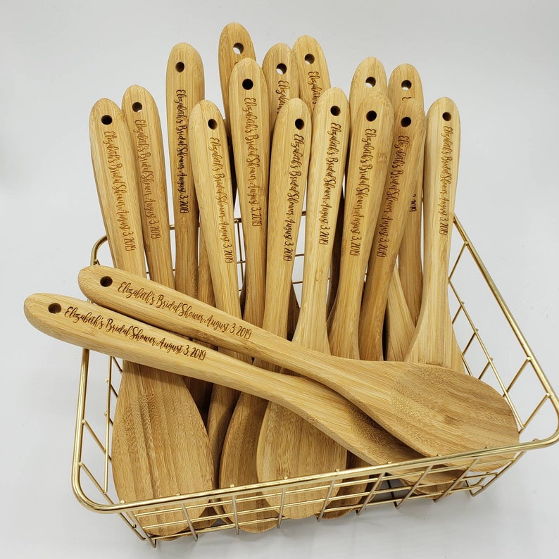 Last Name Wooden Handle Bamboo Spoons Personalized Cooking Etsy