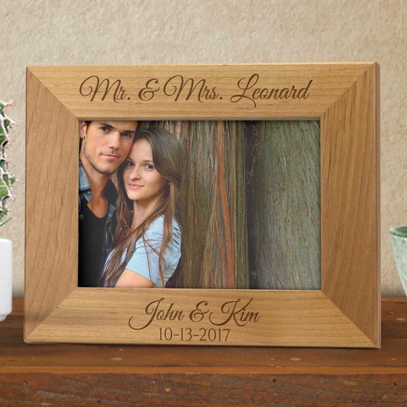 Engraved Photo Frame Wooden Personalized Image 0