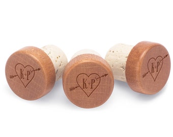 Heart Wine Stopper Gift - Personalized Wine Stopper, Valentine Wine Stopper, Vineyard Wedding Favors - Anniversary Gift W0300STLV