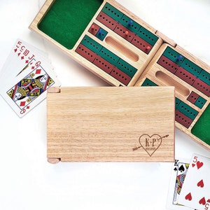 Cribbage Board Custom - Folding Cribbage Board with  Storage for Pegs and Cards - Date Night Ideas - Wedding Gift - Wooden Anniversary Gift