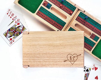 Cribbage Board Custom - Folding Cribbage Board with  Storage for Pegs and Cards - Date Night Ideas - Wedding Gift - Wooden Anniversary Gift