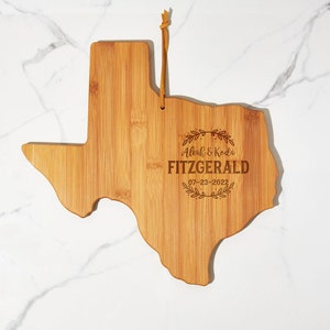 Wedding Cutting Board Gift - Texas Wedding Gift - Anniversary Cutting Board - Texas Kitchen Decor - Personalized Cutting Board