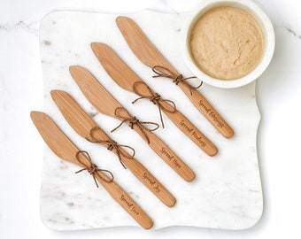 Wooden Spreader Cheese Knife - Spread Joy - Personalized Spreader - Charcuterie Utensil  - Engraved Peanut Butter Spoon - Butter Spreader